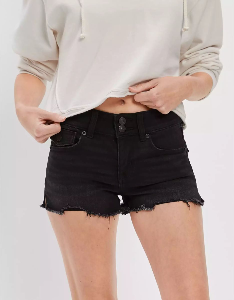 Shorts American Eagle AE Ne(x)t Level Low-Rise Denim Noir Femme | NUO-20631097